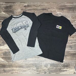 Hurley Quiksilver Youth Large 12-13 Surf Skate Shirt Bundle 2pc GUC